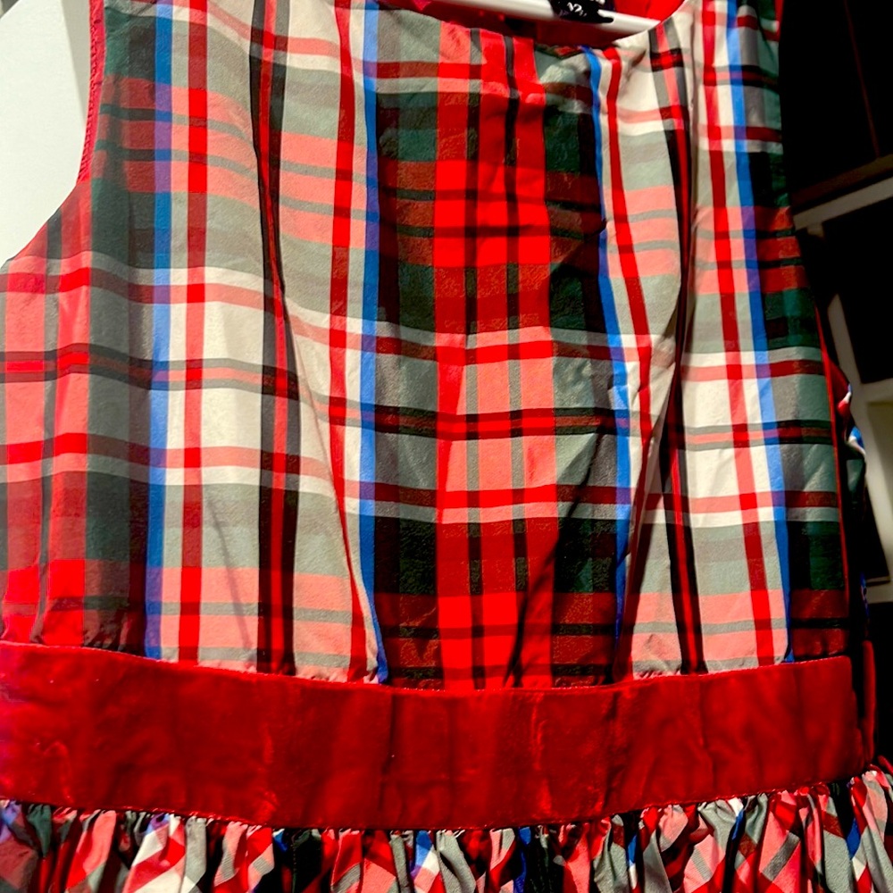 Jewel tone, Tartan and plaid Lands End dress with velvet Accents